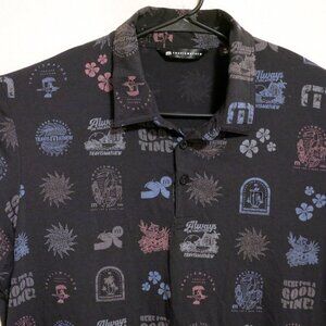 Travis Mathew Shirt Mens XL Short Sleeve Polo Golf Black Blue Red